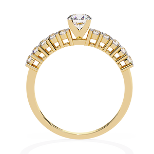 Anillo solitario minimalista de oro amarillo macizo de 14k con diamante redondo de talla brillante para mujer, ideal para compromiso, aniversario o regalo de boda. - Product Image 3