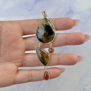 Charme en Kyanite Orange, Argent Sterling 925, Pierre Naturelle, Bijou de Fiançailles Vintage, Certifié par un tiers, Cadeau pour Elle, Rajasthan - Product Image 3