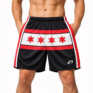 Shorts de basketball en maille à imprimé étoiles style Chicago, décontractés, avec cordon de serrage, pour l'entraînement athlétique, respirants, vêtements de sport, fourniture OEM - Product Image 1
