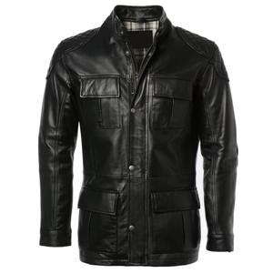 Veste en cuir décontractée pour homme, coupe slim, coupe-vent, col montant, taille personnalisée, prix de gros, matériau de bonne qualité, hiver, véritable cuir - Product Image 1