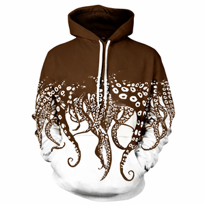 Sweat à capuche personnalisé pour homme, imprimé brun et blanc, respirant, écologique, solide, pour l'hiver, décontracté, entraînement, coupe classique - Product Image 1