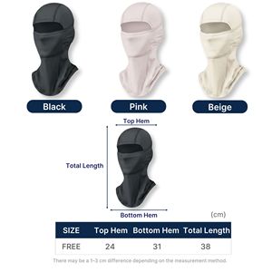 Masque facial balaclava unisexe de protection solaire en coton/spandex 2 plis, noir et beige, pour les sports de plein air au printemps et en été - Product Image 3