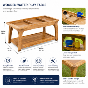 Mesa de Agua y Arena de Madera para Exteriores, Muebles Montessori para Preescolar, Guardería, Jardín de Infancia, Estación de Juego Interactiva, Dormitorio Escolar - Product Image 2