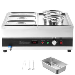 "Stainless Steel Commercial <b>Electric</b> Soup Warmer 2 Pots (6.34QT) + 3 <b>Pans</b> (1/3) 86~185F Adjustable" - Product Image 1