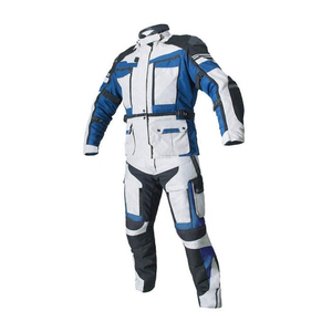 Combinaison de moto tendance pour homme, manches longues, coupe-vent, color-block blanc bleu noir, toutes saisons, en nylon et acrylique - Product Image 3