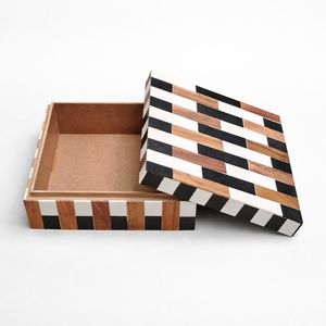 Caja de Almacenamiento de Joyas de Resina con Incrustaciones de Madera, Hecha a Mano, Brillante, Organizador de Oficina, Cofre del Tesoro, Hermética, Multifuncional, Elegante para el Hogar - Product Image 1