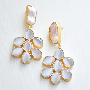 印度精品时尚珠宝批发卖家18k镀金珠宝制造商声明设计师独特的女性耳环