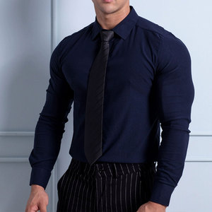 Men's 100% Cotton Satin Button-Down <b>Shirts</b> Casual Custom Logo Long Sleeve Solid Color Breathable <b>Plus</b> <b>Size</b> - Product Image 5