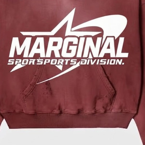 Sudadera con Capucha Marginal Sports para Hombre, Oversize, de Algodón French Terry, Casual, Otoño, con Logo Estampado Frontal, Personalizada, Efecto Desgastado - Product Image 3