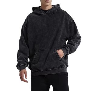 Sweat à capuche lavé à l'acide de qualité supérieure pull surdimensionné pour hommes Vintage avec lavage à l'acide logo personnalisé coton épais French Terry - Product Image 1