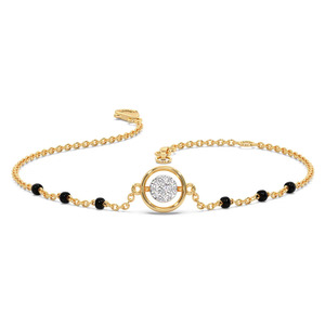 Bracelet en diamants flottants avec chaîne en or jaune et accent latéral en pierre noire - Product Image 2