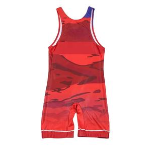 <b>Red</b> Camouflage Wrestling Singlet Men One Piece Fitted Moisture Wicking Polyester Martial Arts Wear Adult - Product Image 2