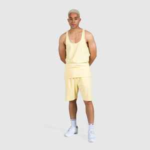 Men's <b>Yellow</b> Sleeveless <b>Tank</b> <b>Top</b> Solid Color Cotton Casual Breathable Knitted O-Neck Style - Product Image 1