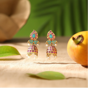For Mango Style Gold Plated Turquoise Pearl Drop Charm Earrings - Product Image 3