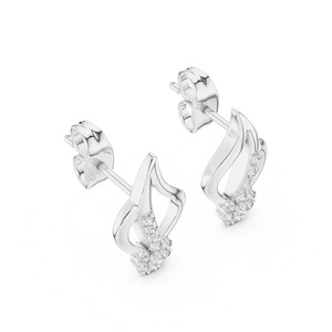 Minimalist Floral Design <b>Stud</b> <b>Earring</b> Fine Jewelry Women's Delicate <b>Earring</b> Round Moissanite Diamond <b>Earring</b> Gift For Her - Product Image 5