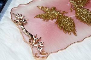 HANDMADE ANGEL Inspired Resin tray <b>Large</b> Rose Gold Glitter Resin tray, FRIENDSHIP Tray, Valentines <b>Gift</b>, Perfume Tray, Geode Res - Product Image 5