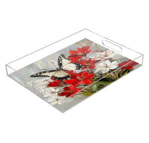 Bandeja de Servir Acrílica de Alta Calidad con Estampado de Mariposas y Flores, Ecológica, Artesanía Increíble para Servir Dulces en Año Nuevo - Product Image 1
