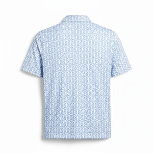 Chemises de golf personnalisées en polyester anti-rides à sublimation florale bleue, grande taille, vêtements de golf décontractés, polos de golf pour hommes - Product Image 6
