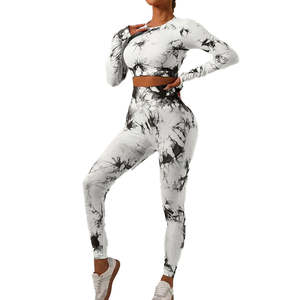 Shorts Deportivos de Cintura Alta con Efecto Tie-Dye, Nylon y Spandex, Transpirables, Levanta Glúteos, para Yoga y Fitness - Product Image 3