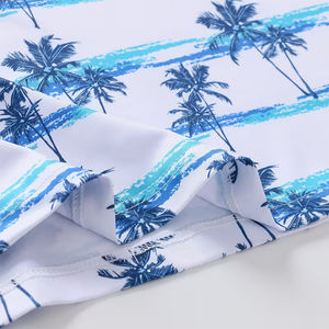 Chemise de golf pour homme de qualité supérieure, coupe ajustée, haute élasticité, boutonnée, grande taille, manches courtes, tricotée, respirante, imprimé palmiers - Product Image 3