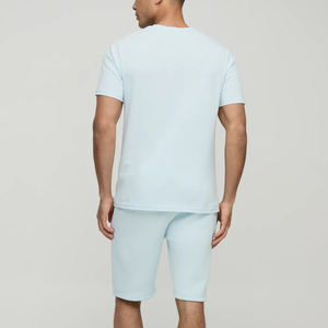 Ensemble court pour homme en coton 100% de haute qualité, style streetwear, uni, avec logo brodé personnalisé, t-shirt oversize à épaules tombantes, ensemble 2 pièces - Product Image 2