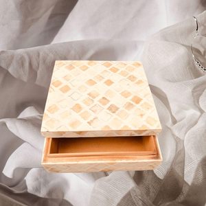 Modern <b>Black</b> White Inlay Rectangle Jewelry <b>Box</b> with Lid for Storage - Product Image 5