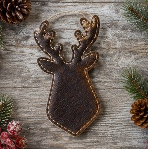 Wholesale Custom Eco-friendly Genuine Cowhide Leather <b>Reindeer</b> <b>Christmas</b> Ornament Rustic Western Tree Hanging Holiday Gift - Product Image 3