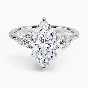 BOJ Ring 031 Marquise Cut 925 Silver Camellia Three Stone Halo Diamond Ring 2ct D Color VVS1 Moissanite GRA Certified Low Price - Product Image 1