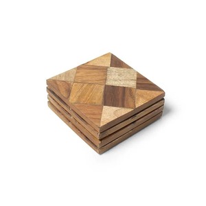 Posavasos de Resina y Madera con Diseño de Tablero de Ajedrez, Cuadrados, Modernos, Ecológicos, Hechos a Mano, Duraderos, para Cocina y Comedor - Product Image 1