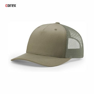 Olive Green 5-Panel Trucker <b>Hat</b> Mesh Breathable Adjustable Unisex Casual Outdoor Spring <b>Summer</b> - Product Image 1