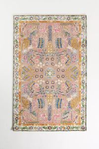 Tapis tufté à la main abstrait en mélange de laine et d'acrylique, style bohème, à poils moyens, rectangulaire, pour chambre/salle à manger, lavable et résistant aux taches - Product Image 6