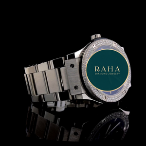 Reloj de Cuarzo Moissanite de Lujo RAHA, Correa de Acero Inoxidable, Caja de 42 mm, Cristal de Zafiro Analógico, Cierre Desplegable - Product Image 3