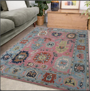 Tapis noué à la main en laine rose clair, lavable, antidérapant, écologique, couleur unie, rectangulaire, pour salon et maison - Product Image 3