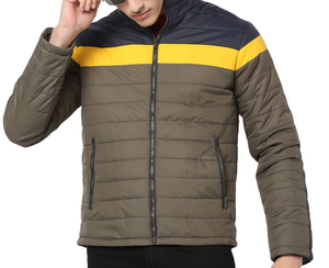 Chaqueta de Invierno para Hombre, Negra, Cuello Alto, Corte Regular, Cierre de Cremallera, Estilo Casual, Color Sólido, Relleno de Poliéster, Transpirable - Product Image 1