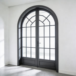 Puerta Francesa de Aluminio con <span class=keywords><strong>Marco</strong></span> Arqueado, Triple Acristalamiento, Diseño Lineal Moderno con Tornillos Ocultos y Herrajes Silenciosos para Patio - Product Image 1