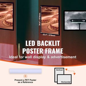 Cornice Luminosa a LED Nera 24\" X 36\" con Retroilluminazione per Insegne Pubblicitarie e Espositori da Marciapiede - Product Image 2