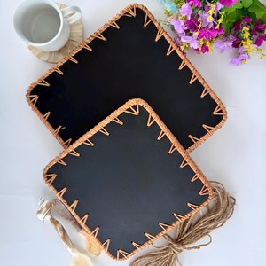 Plateau en rotin fait main, article tendance et très vendu, plateau de service pour collations et thé, personnalisation disponible, fabriqué en Inde par UO - Product Image 4