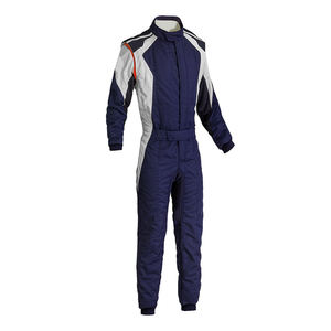 Combinaison de course de karting Motorsport bleu marine et blanc, taille plus, unisexe, polyester/nylon, personnalisable, fermeture éclair sur le devant - Product Image 5