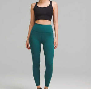 Leggings Deportivos de Cintura Alta y Longitud Completa en Verde Sólido de Run Apparel, Cintura Elástica sin Costuras, Pantalones de Nailon y Spandex que Absorben la Humedad - Product Image 2