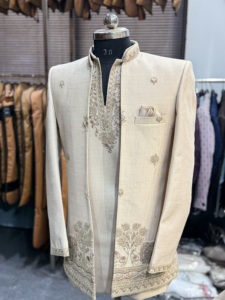 Costume Jodhpuri brodé ouvert pour homme, ensemble Kurta de mariage royal, Sherwani Indo-Occidental, tenue ethnique formelle - Product Image 5