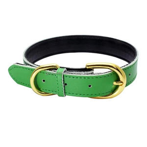 Collar fuerte cosido de cuero genuino para perros en varios colores y tamaños personalizados con herrajes dorados de primera calidad - Product Image 6