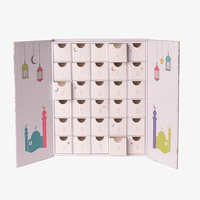 Boîte Cadeau Calendrier de l'Avent Ramadan Personnalisé Luxe 30 Jours, Adorable Emballage en Papier Aimanté avec Pelliculage Mat et Dorure à Chaud pour Enfants