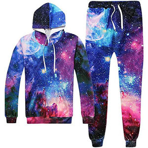 Conjunto Deportivo Unisex con Capucha y Estampado Galáctico, Manga Larga, Bolsillos Laterales, Ropa Casual de Primavera, Corte Regular, Transpirable, Poliéster, Lo Mejor de 2026 - Product Image 1