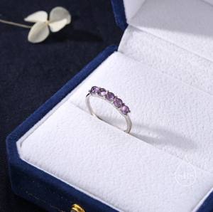 Anillo de Amatista Natural con Diseño de Media Infinita en Plata de Ley, Talla Ajustable, Anillo de Amatista Morada, Anillo de Piedra de Nacimiento de Febrero - Product Image 4