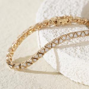 Triangle Diamond <b>Bracelet</b> 10K 14K 18K Gold 925 Silver Geometric Tennis <b>Bracelet</b> Round Cut Diamond Minimalist Fine Jewelry - Product Image 2