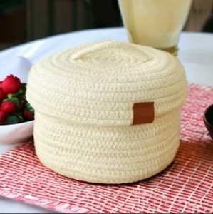 Cesta de Almacenamiento Tejida a Mano con Cuerda de Algodón, Ecológica, Moderna y Elegante, para Ropa, Mantas, Juguetes y Uso Decorativo - Product Image 1