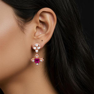 Ensemble collier et boucles d'oreilles pour femmes en argent pur |   Gajaah Bijoux de créateur en argent sterling 925 Nouvelle collection - Product Image 2