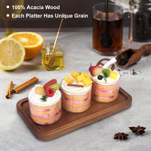 <b>Small</b> Wooden Platter Rectangle Mini Charcuterie Cheese Board Acacia Wood Snack Serving <b>Tray</b> Cake Appetizer Plate - Product Image 3