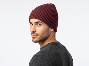 Bonnet unisexe en tricot bordeaux 100 % acrylique, couleur unie, style décontracté, chaud pour l'hiver, taille adulte 56-58 cm, style urbain quotidien - Product Image 4
