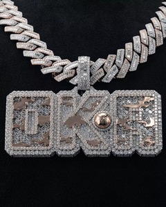Customized Luxury Hip Hop Iced Out Moissanite <b>Pendant</b> 925 <b>Silver</b> Iced Out <b>Pendant</b> Pass Diamond Tester <b>Initial</b> Name <b>Pendant</b> Men - Product Image 1
